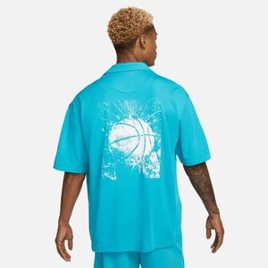 Nike Basketball Shirt Top Short Sleeve Button Front FB6984-367 Men's Size XXL